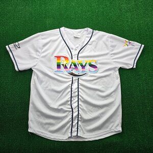 Tampa Bay Rays Pride Jersey Mens XL White Button Up MLB‎ Baseball Sports SGA